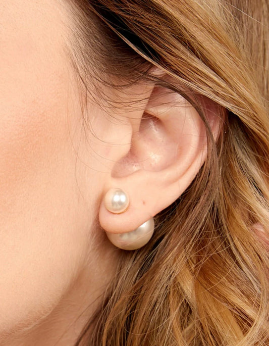 Two piece earring w/ball back pearl