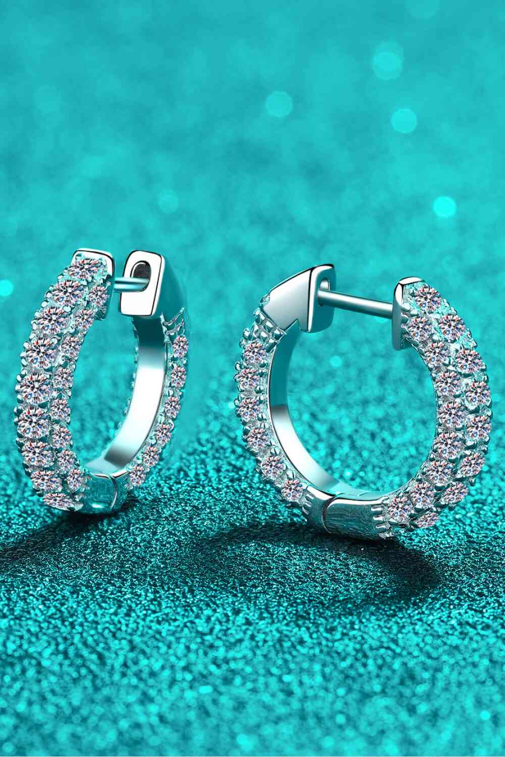 925 Sterling Silver Moissanite Huggie Earrings